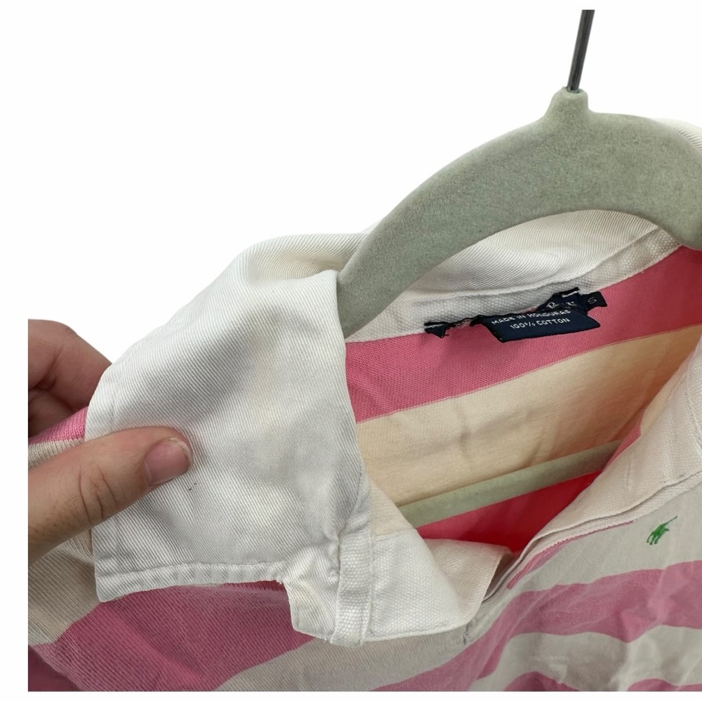 Ralph Lauren Pink & Cream Striped Rugby Polo - Picture 6 of 6